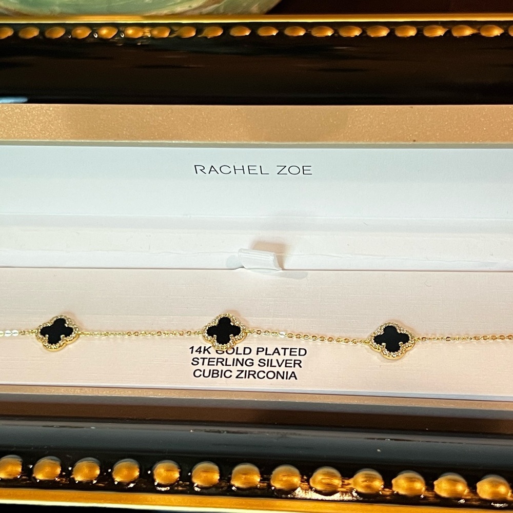 Rachel Zoe Black and Gold Clover Bracelet - Picture 2 of 7